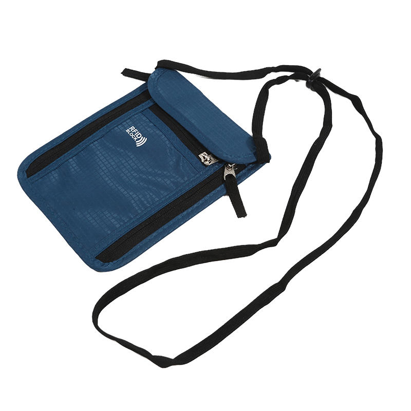 

High Quality Portable ID Bag Multi Functional Anti Theft Brushing Passport Bag Overseas Travel Ticket Card Bags Unisex Nylon темно-синий