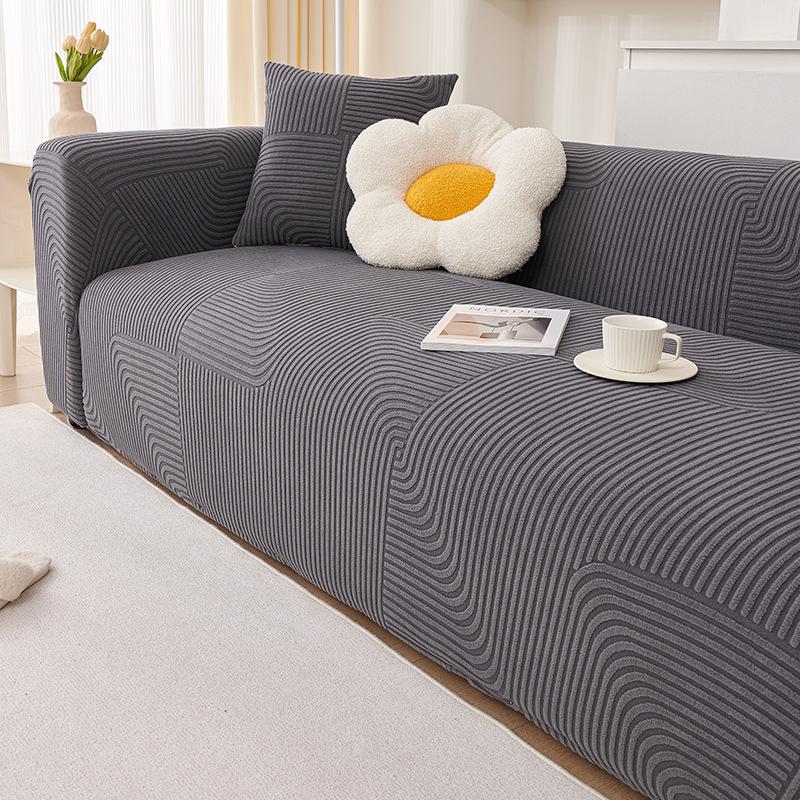 All-season Universal All Inclusive Sofa Cover Solid Color Cream Style Elastic Non Slip Sofa Cover High Elastic Machine Washable Sofa Cover