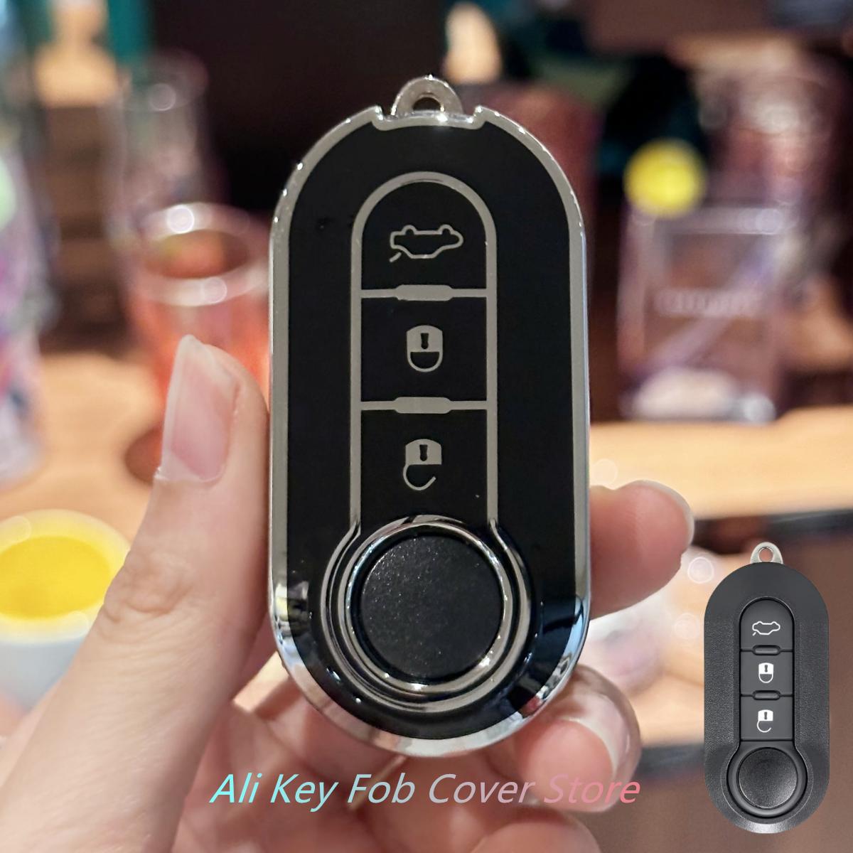 

Key Fob Cover For Fiat Grande Punto, Evo, Panda, Bravo, Stilo, 500L And Lancia Y, Delta Musa Car Keychain Lanyard