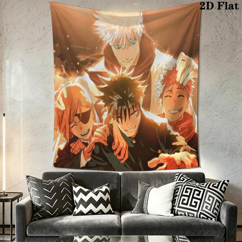 Jujutsu Kaisen Wall Tapestry Aesthetic Wall Hanging Printed Fabric Blanket Decorative Tapestries for Bedroom Living Room Home Decor