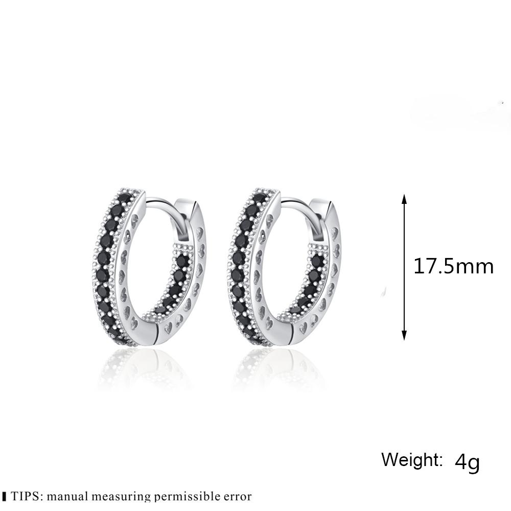 Black Awn New Classic Silver Color Round Trendy Spinel Engagement Hoop Earrings for Women Jewelry I181