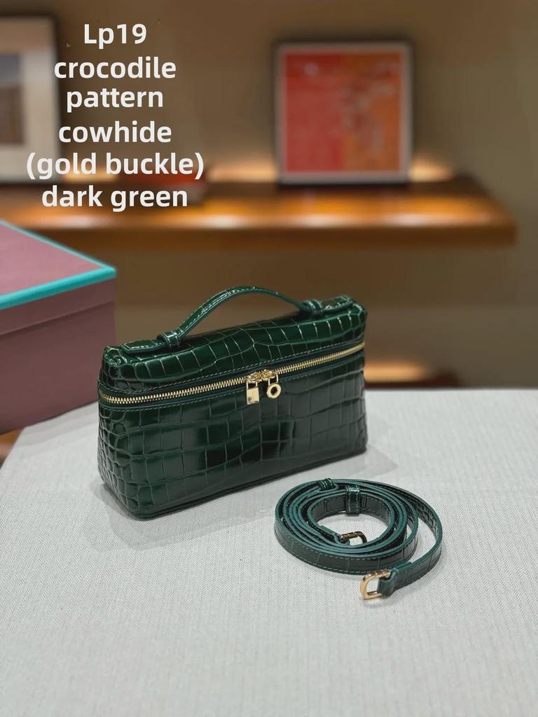 Luxury Crocodile & Ostrich Pattern Leather Shoulder Bag