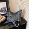 Fashion Large Capacity Simple Denim Women's Shoulder Bag High Quality Crossbody Bag Denim Fabric Female Handbag Underarm Bags
