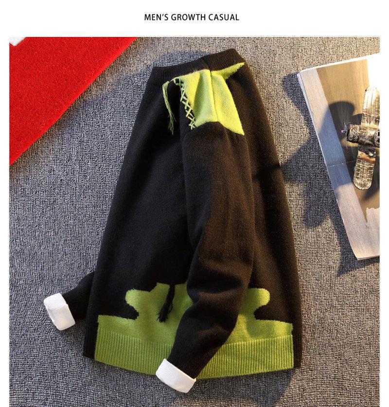 Men's 2025 New Style Korean Color-Block Round Neck Sweater - Trendy Youth Knitwear
