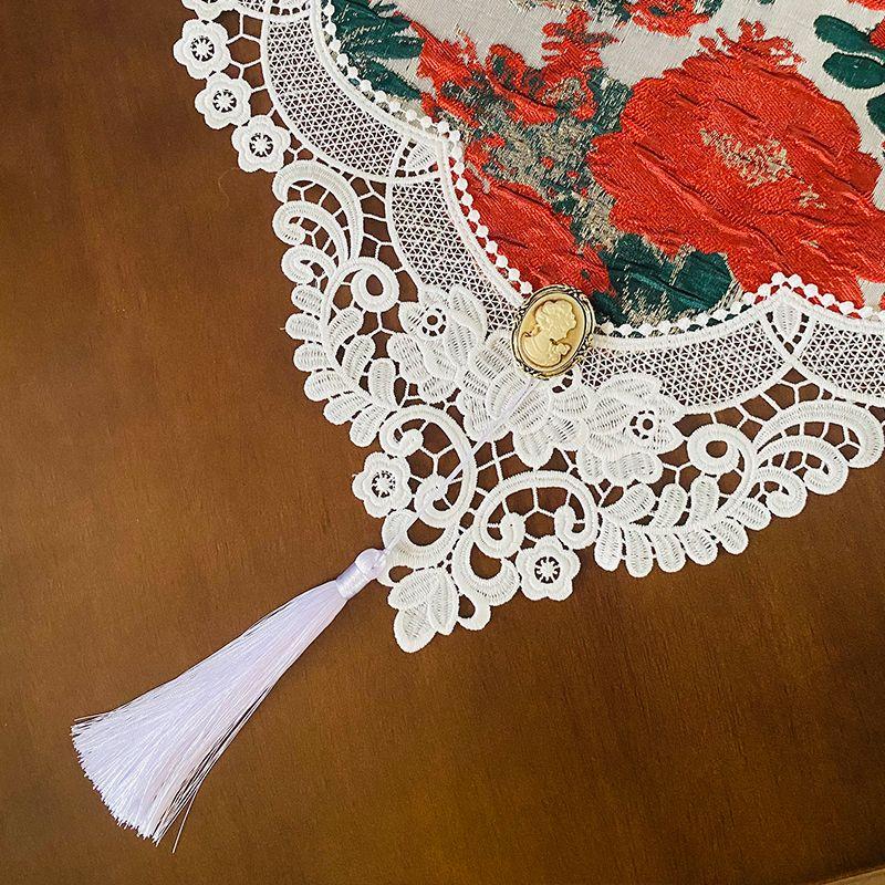 Amerikansk Jacquard Matsalsbordsflagga Spetsig Hörn Fransad Hänge Teebordsflagga Pastoral Pianoskydd Handduk TV-skåp Dammskyddsduk Handduk