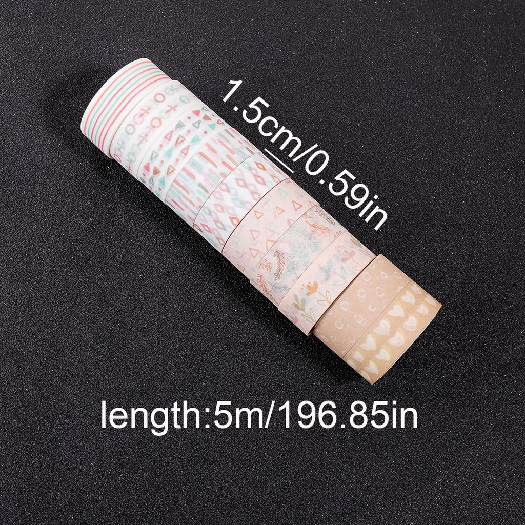 10 Rolls of Retro Floral Geometric Pattern Washi Tape, Journaling and Decorative Tape, DIY School Supplies, Beautiful Tape