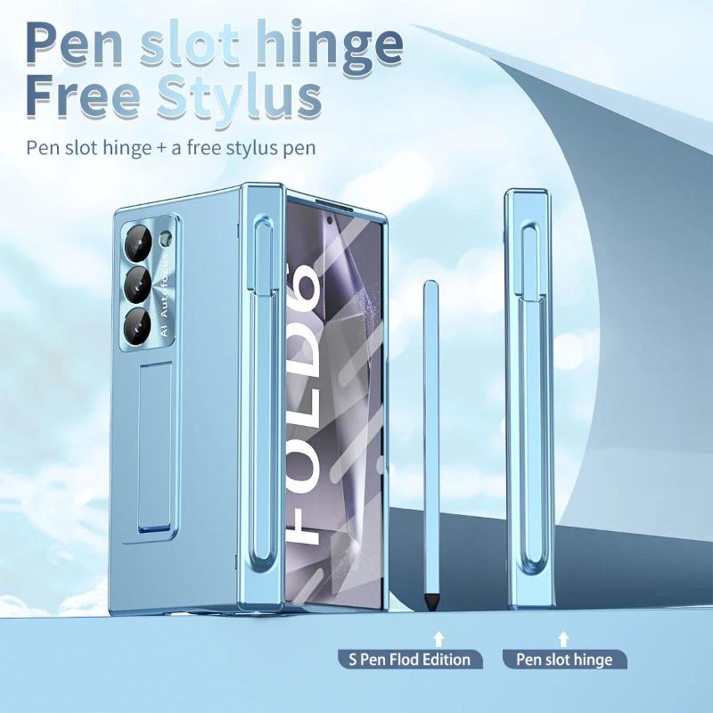 With Touch Pen Case Hinge Magnetic Armor Plating Kickstand 360 Full Protector Folding Cover For Samsung Galaxy Z Fold 6 5 4 3