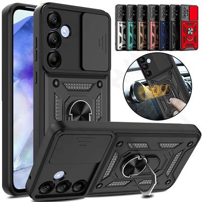Armor Case for Samsung S24 S23 S22 Ultra S21 S20 FE Galaxy A55 A15 A54 A35 A14 5G Camera Lens Cover Phone Ring Stand Rotate Cover