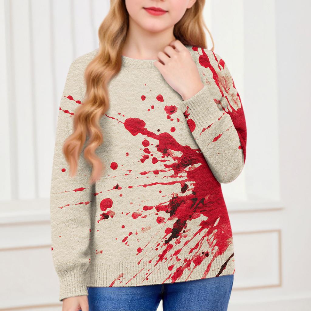 Halloween Day Sweatshirts For Children Boys And Girls Knit Sweater Cute Shirt Fall Crewneck Pullover Tops