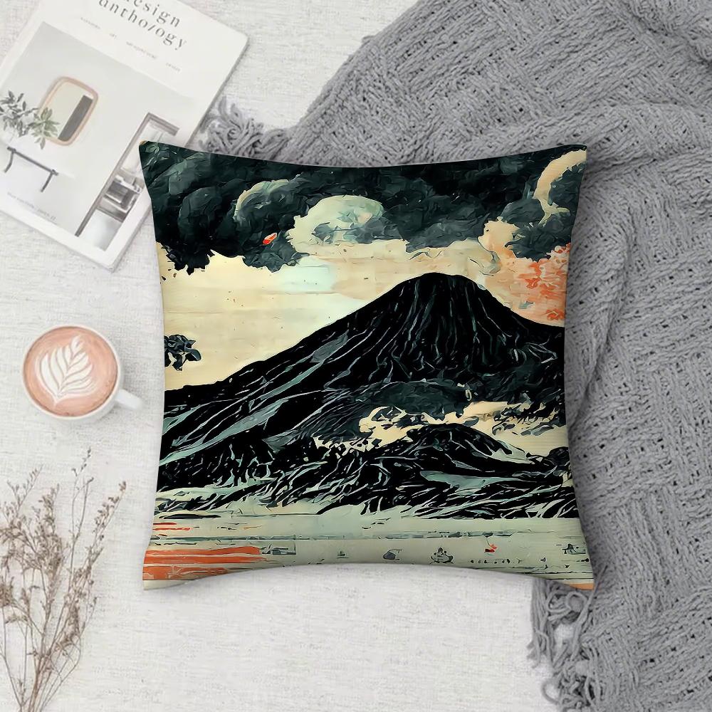 Art Japanese Ukiyo-e Pillow Case Pillow Cover Case Square For Home Use Living Room Sofa Cushion Cover Decoration Throw
