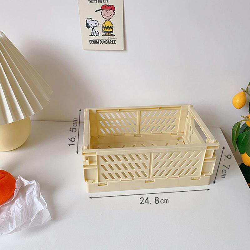 Mini Plastic Storage Box Collapsible Storage Container Desktop Cosmetic Basket