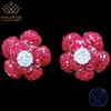 WUIHA Vintage 100% 925 Sterling Silver Lab Sapphire Ruby High Carbon Diamonds Gemstone Ear Studs Flower Earrings Fine Jewelry