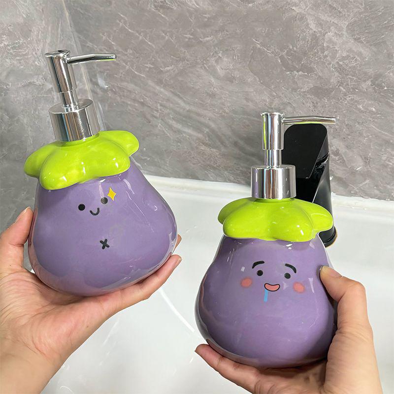 Eggplant Shaped Ceramic Soap Box With Drainage Design Cute Bathroom Decor Practical Soap Holder For Sink Countertop