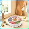 Rotating Portable Snackle Box with Lid and Handle Portable Spinning Rounded Veggie Tray for Fruits Veggies Snacks Keep Food Cold