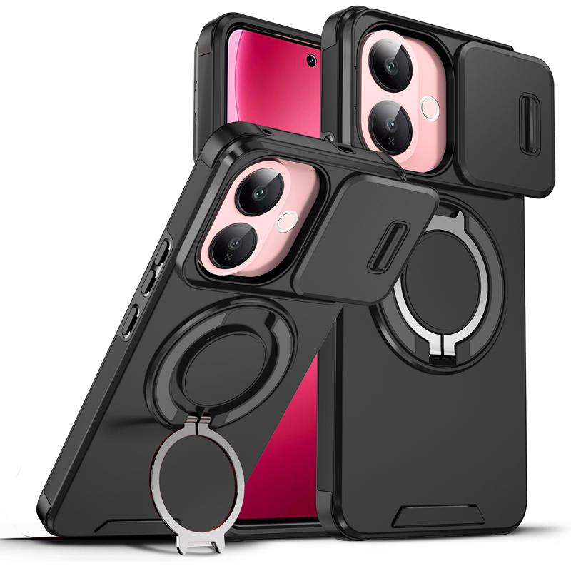 

For Vivo V60 Lite 5G Case Heavy Duty PC+TPU Ring Car Mount Magnetic Stand Slide Camera Cover for VIVO V60 Lite vivo V60 Lite 5G