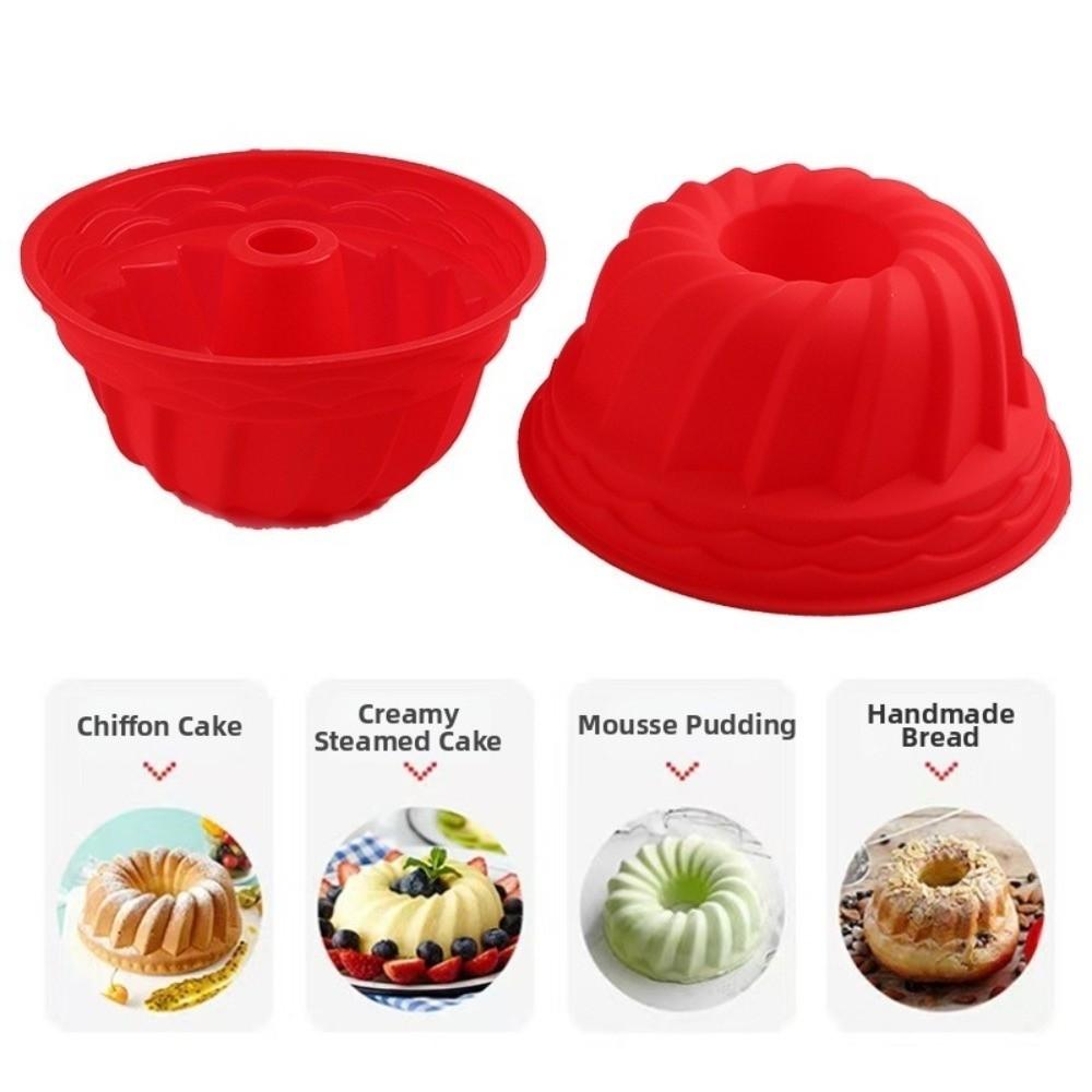 Silicone Fluted Tube Pans Non Stick Baking Silicone Molds Round Bread Baking Pans  for Gelatin