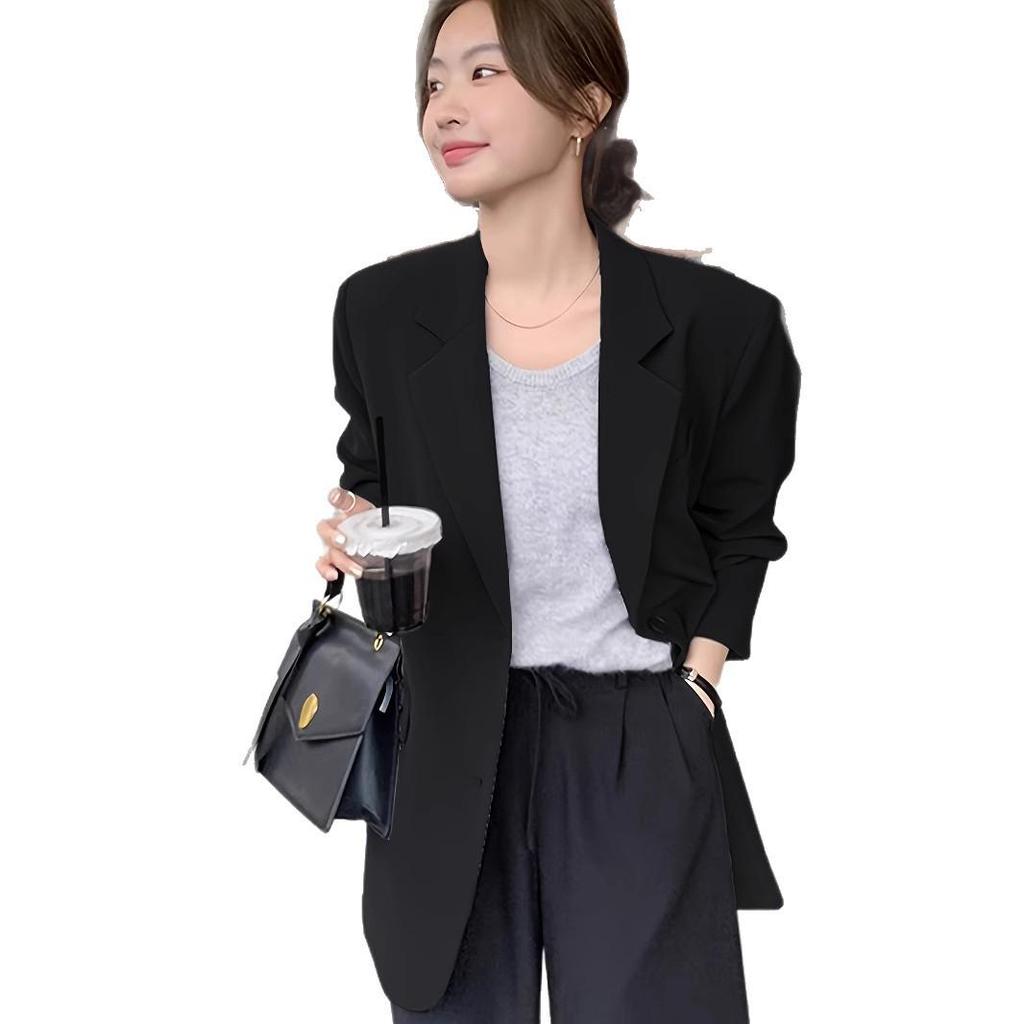 Dámský šedý blejzr: Vysoce kvalitní neformální bunda pro drobné postavy, korejský styl, jaro/podzim 2025