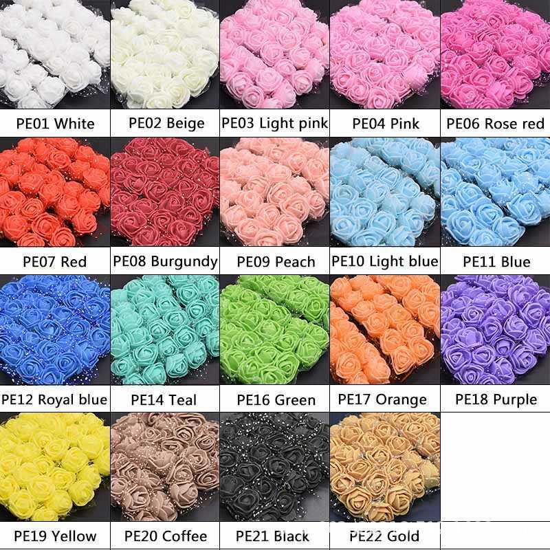 2.5cm High Simulation PE Foam Rose Flower for DIY Wedding Garland and Candy Box, 144pcs