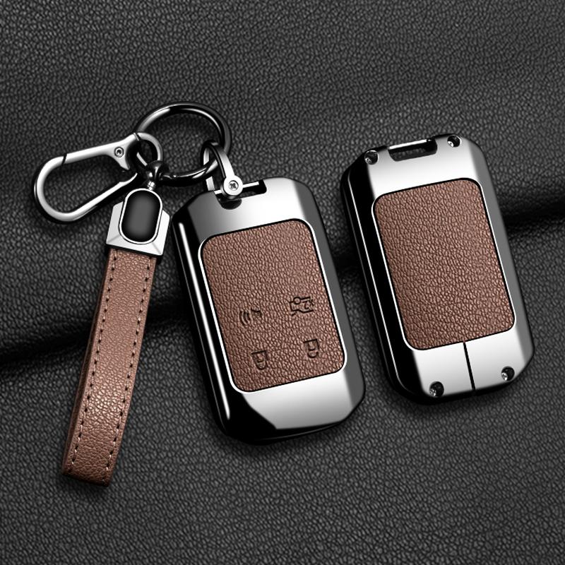 Metal+Leather Car Key Case For Mazda Ez6 Ez-6 Ez-60 Ez60 Remote Cover Bag Shell Keychain Housing Ring Holder Fob Accessories