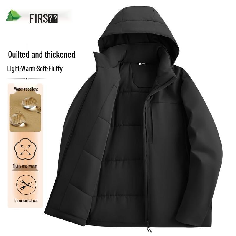 FIRS Men's Splash-Proof Hooded Padded Jacket