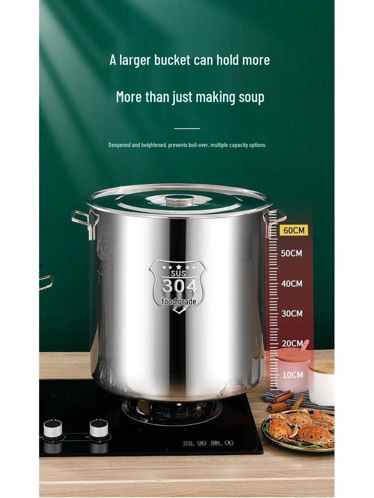 Extra dicker Eimer aus 304 Edelstahl: Großes Fassungsvermögen für Lake, Suppe, Reis und Wasser mit Deckel