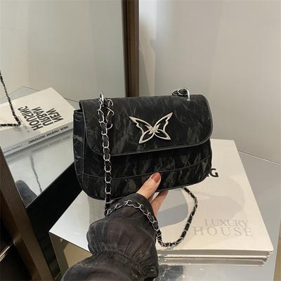 Fashion Chain Small Square Bag 2025 Autumn New Textured Butterfly Underarm Bag Casual Simple Messenger Bag