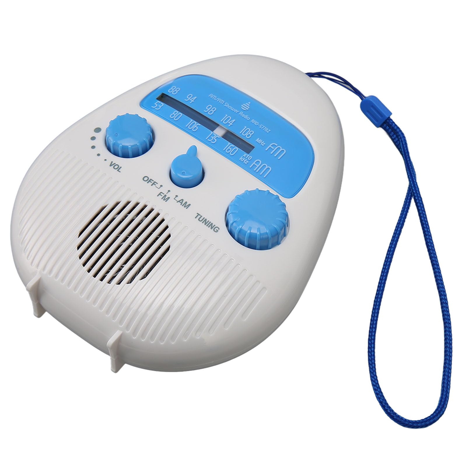 

AM/FM Radio with Built-in Speaker, Portable Bathroom Radio, Battery-Operated, Dustproof and Waterproof, Compact, for Bath and Bathroom Use