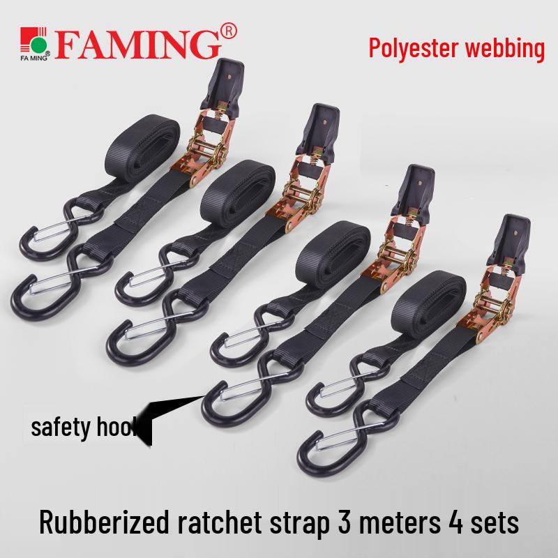 25mm Polyester Self-Driving Off-Road Luggage Ratchet Tie-Down Straps