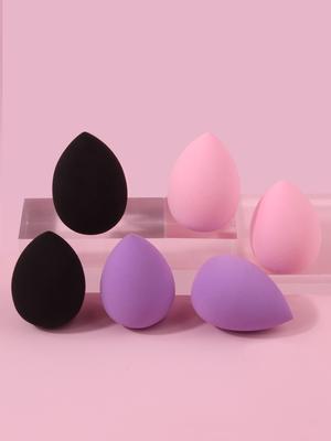 6-piece Set of Three-color Mixed Makeup Egg, Soft and Highly Elastic Makeup Sponge Egg, Liquid Foundation Mixed Makeup Tool