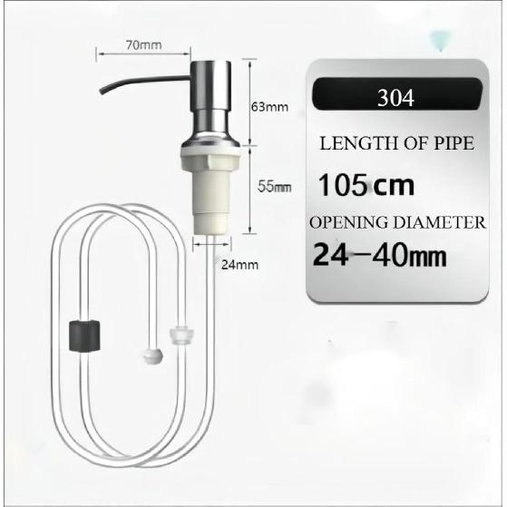 Sink Soap Dispenser, Extended Extension Tube, Kitchen General Detergent, Vegetable Basin Extractor, Detergent Pressing Head (Brushed Pump Head + 1m),
