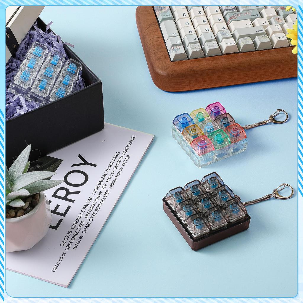 9 Keys Relaxing DIY Keyboard LED Keyboard Key Toy Stress 9Keys Relief Stress DIY Button Keycap Fidget Keychain Toys Gift