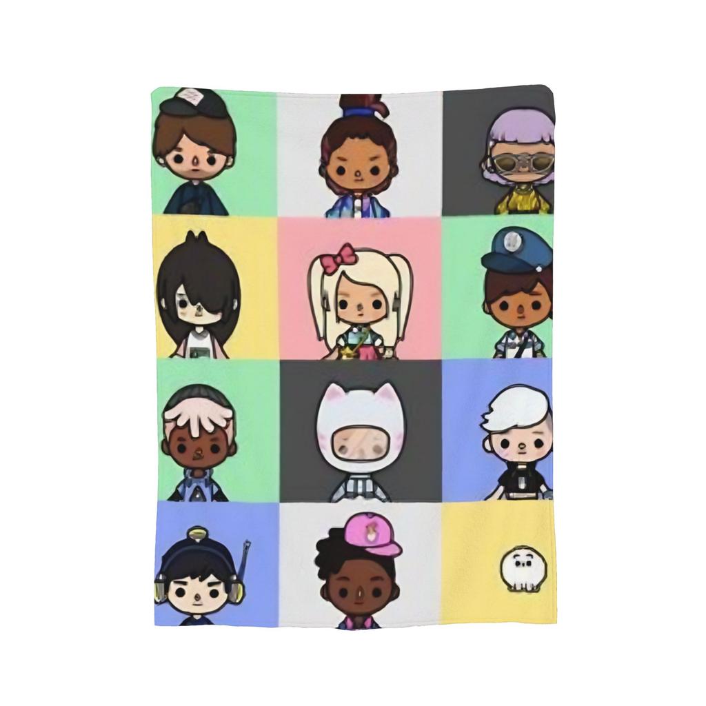 Toca Boca World Strickdecke Fleece Cartoon Spiele Super Weiche Überwurfdecken für Zuhause Couch Bett Teppich