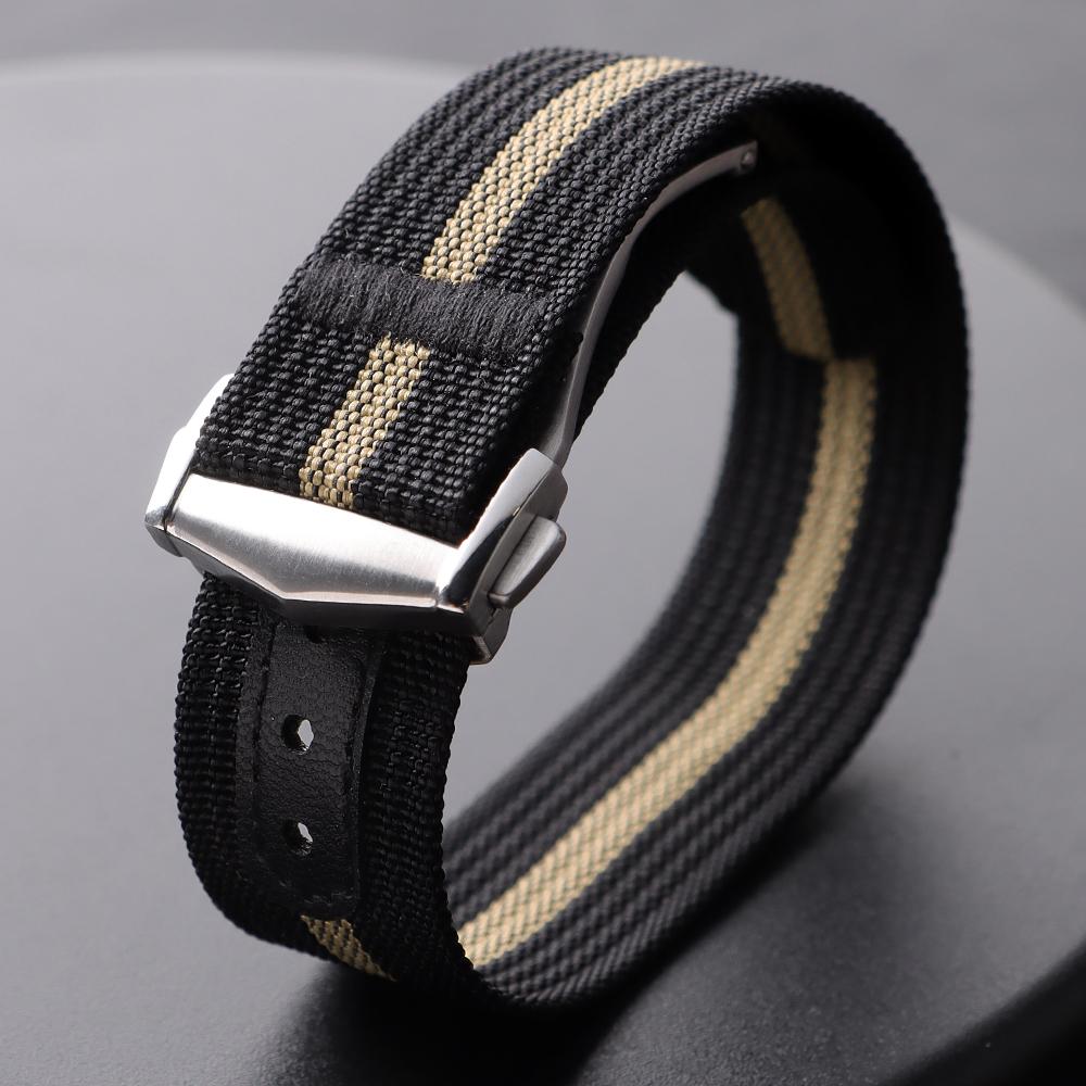 Ribbed Nylon Watch Band 20mm for Omega Diving Watch Strap Folding Buckle Bracelet Loop Military Washable Blet for Men Watchbands