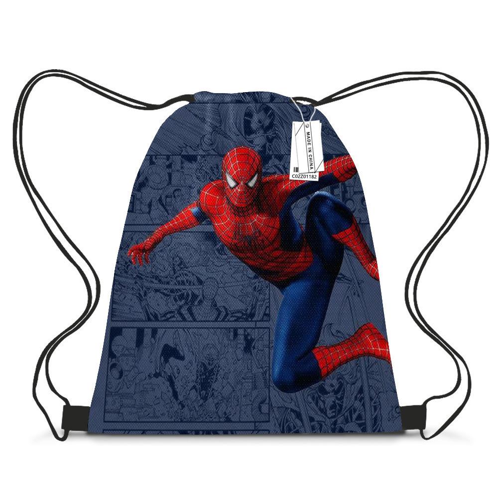 Spider-Man Cartoon Drawstring Backpack Student Casual Bundle Bag Printed Storage Bag