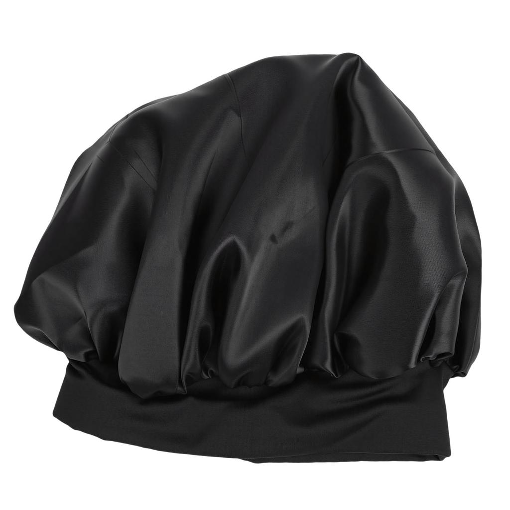 Sleep Bonnet Adjustable Head Wrap Anti Slip Double Layer Hair Bonnet for Long Curly Braided Hair Black with Black Lining