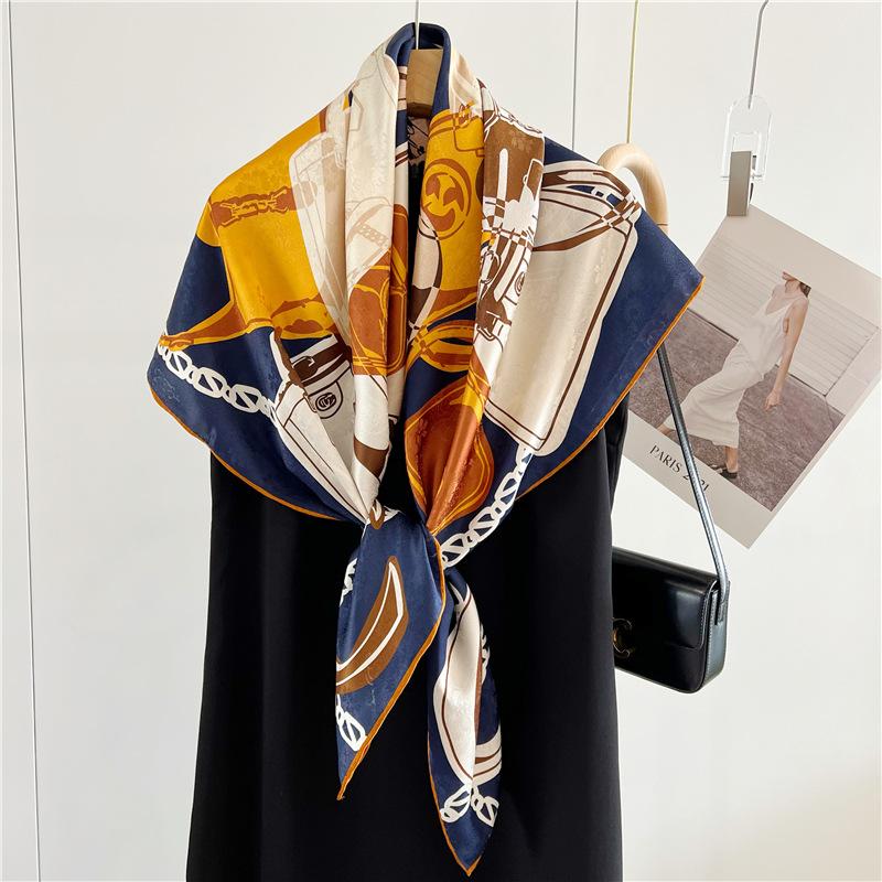 110*110 см двухсторонний шелковый шарф женский щедрый шарф шелковый шарф шаль 110*110cm — фото 3