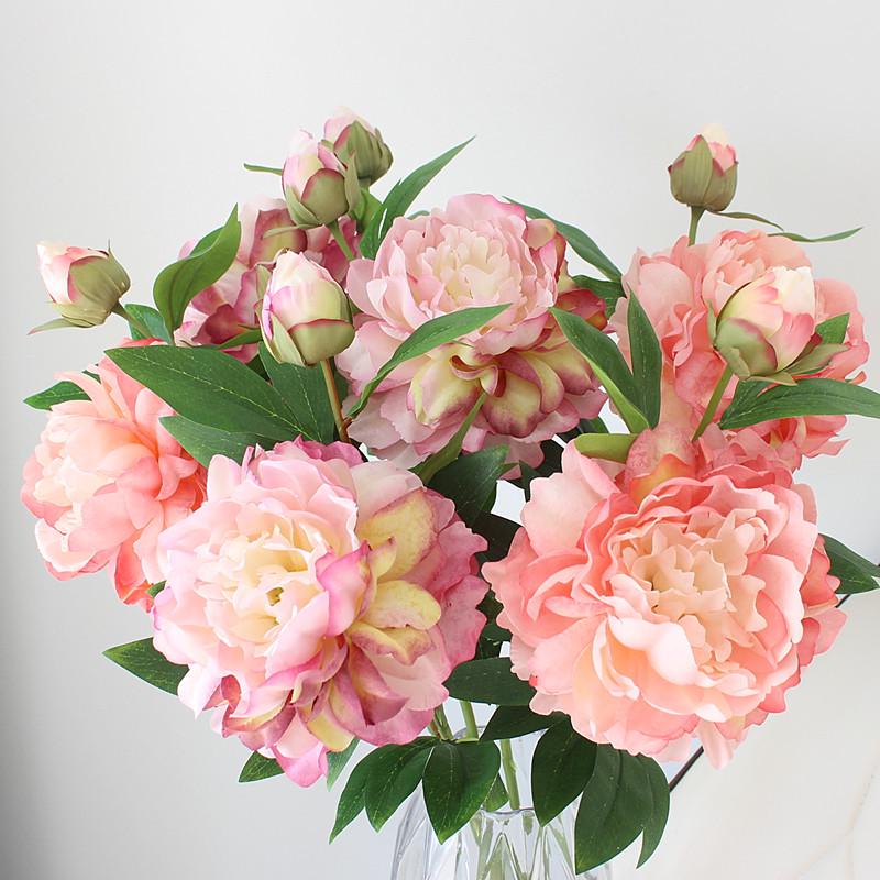 Peony Silk Flower Arrangement - Artificial Floral Decoration for Living Room and Dining Table