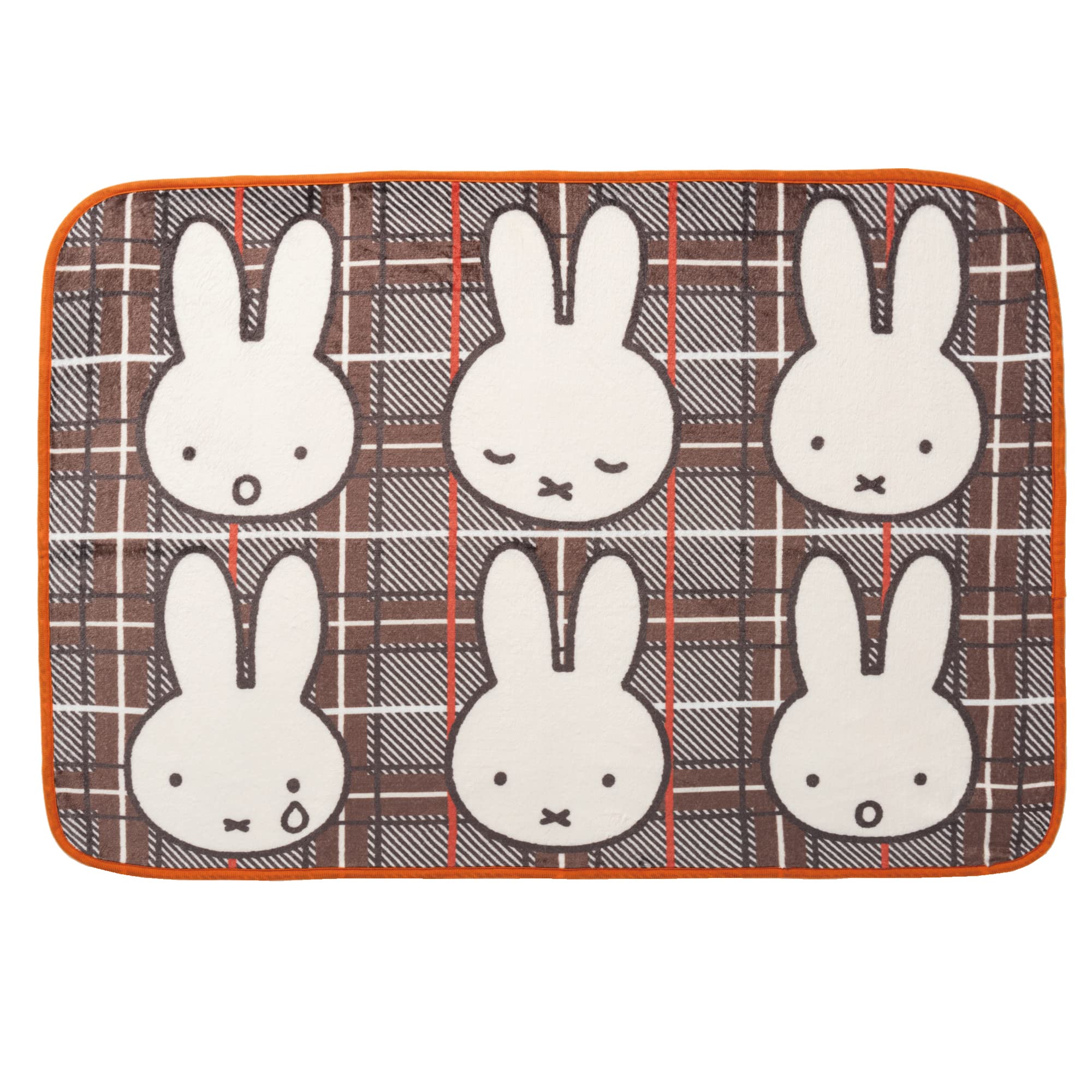 

Nishikawa Miffy FQ72185024 Blanket, Lightweight, Washable, 70x100cm, Checkered, Brown,