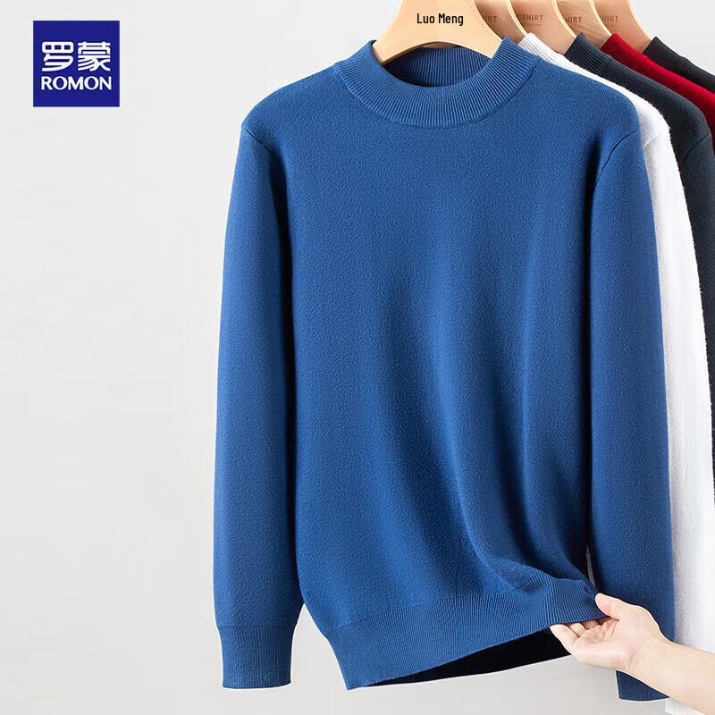 Luomeng Men's Fleece-Lined Mock Neck Pullover Sweater