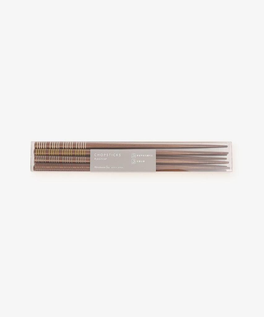 Afternoon Tea Living Chopsticks Wakasa Lacquer Antibacterial Set of Brown JE63, Thread-Wrapped Chopsticks, 4,