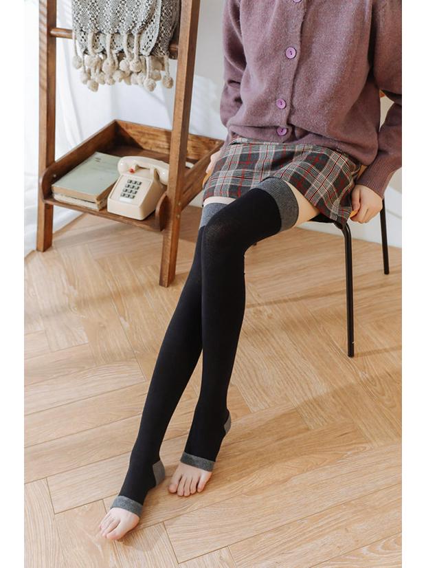 Unisex Thigh-High Compression Socks - Open-Toe, Over-the-Knee Calf Support Socks