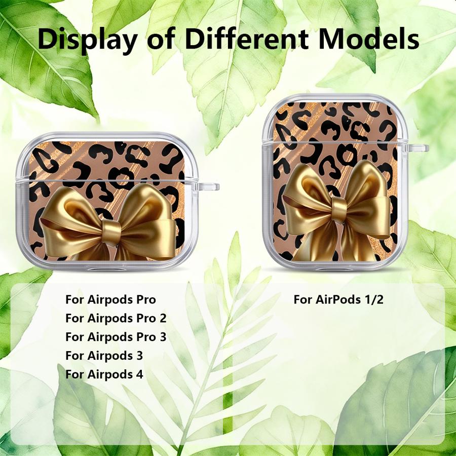 Clear Earphone Cases Cover Case For Airpods Pro Pro2 4 Pro3 2 1 3 Leopard Print Bow