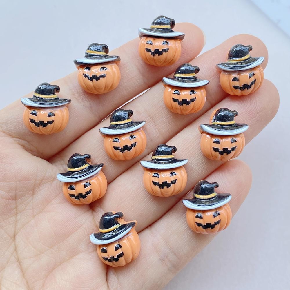 20 Pcs Cute Mini Halloween Bat Pumpkin Flat Back Resin Cabochons Scrapbooking DIY Jewelry Hairpin Craft Decoration Accessorie