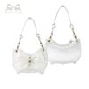 Women Pearl Chain Princess Underarm Bag With Bow And Rhinestone Lolita Shoulder Crossbody Sweet Fashion Daily Handbag