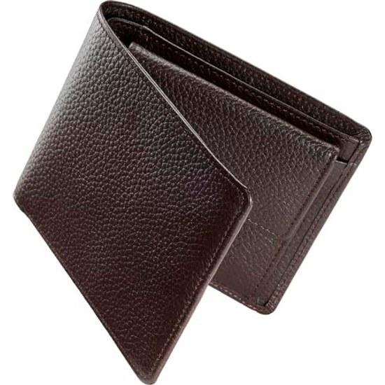 Tokyo Shitamachi Kobo Wallet Mens 2-Fold Genuine Leather Made Japan Artisan Quality Pebbled Gift Box Included (Brown)
