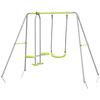 Altalena con 2 Punti di Ancoraggio con 1 Altalena e Sedile Faccia a Faccia 255 x 160 x 180 cm Max. Carico 135 kg Verde Grigio