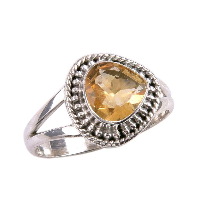 Natural Citrine Gemstone Handmade 925 Solid Sterling Silver Gift Ring S.8 O9k49