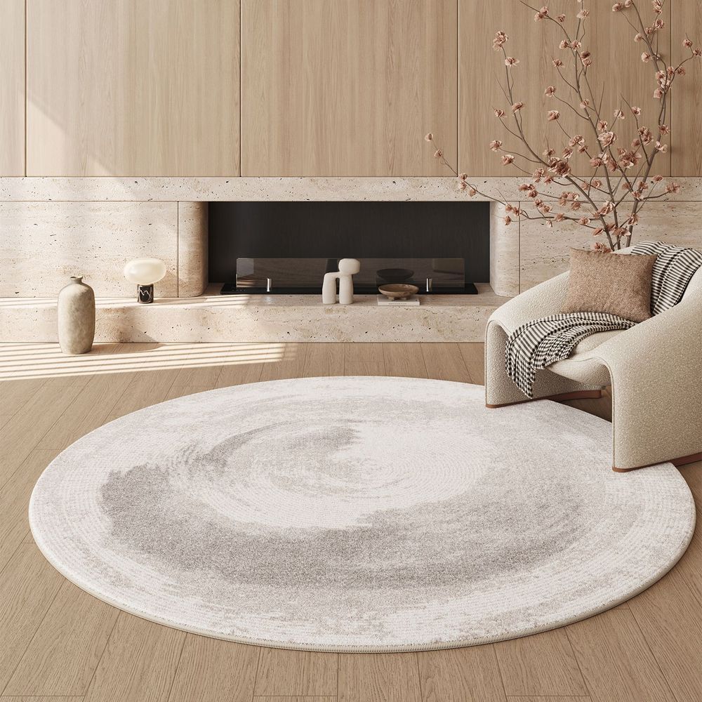 Woonkamer Ronde Vloerkleed Nieuwe Crème Stijl Flanel Zacht en Comfortabel Koudebestendig Slaapkamer Bijzettafel Vloerkleed Woondecoratie 100X100CM (3.3X3.3FT