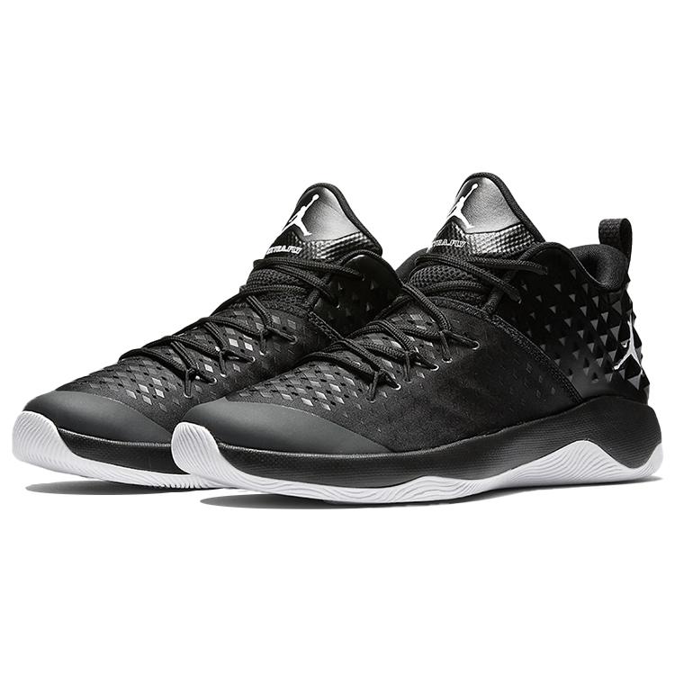 Jordan TEAM Cushioning Slip Resistant Abrasion Resistant Breathable Coverage Mid top Basketball Shoes Men's Black White 854551-001
