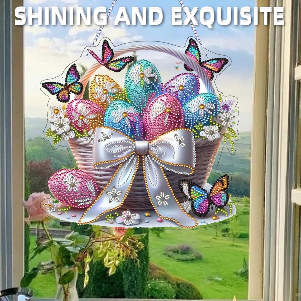 Easter 2D Flat DIY Rhinestone Diamond Art Window Pendants Special Shape Crystal Painting Ornament DIY Home Decor Hanging Charm